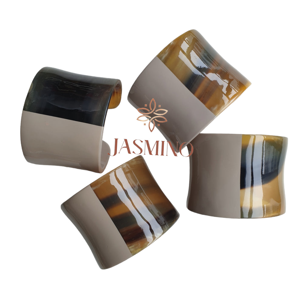 
                  
                    Jasmino unique handmade natural buffalo horn cuff bracelet feature ash half for women on Birthday gifts
                  
                