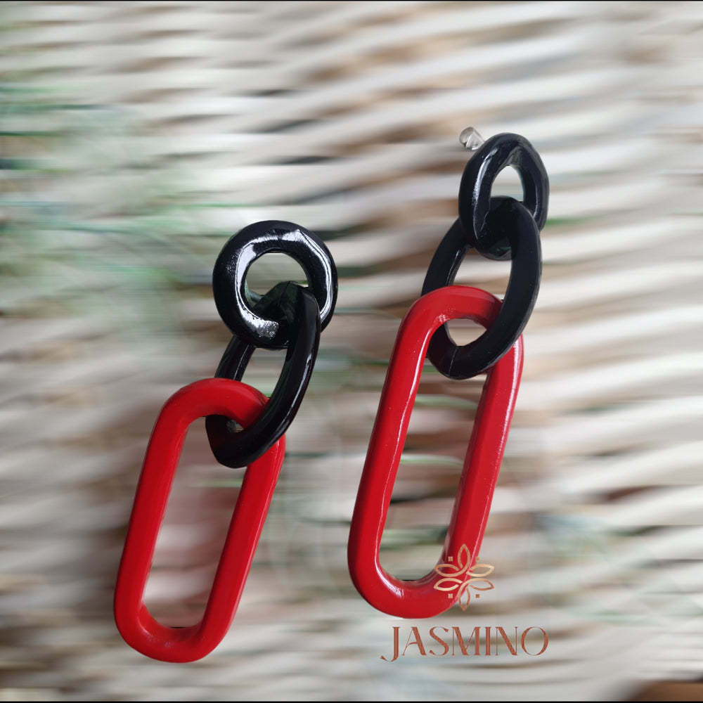 
                  
                    Jasmino Fancy Rectangle Link Hoops Double Earrings Made By Natural Buffalo Horn
                  
                