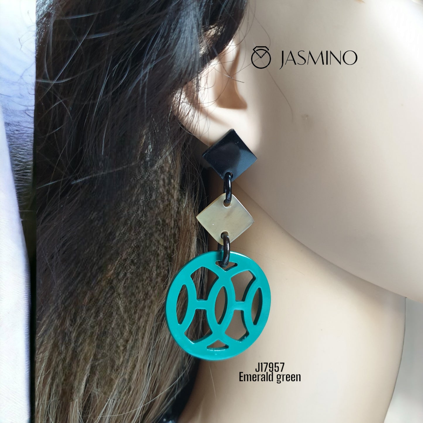 Jasmino Handmade Minimalist Xmas Circle Drop Earrings Made By Natural Buffalo Horn