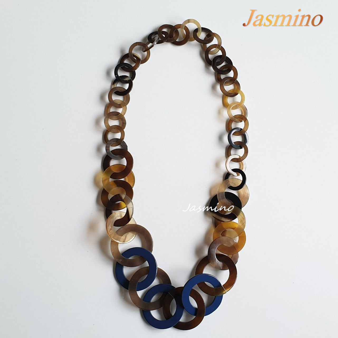 The necklace has several classic blue pieces in natural light, impressive gift for her