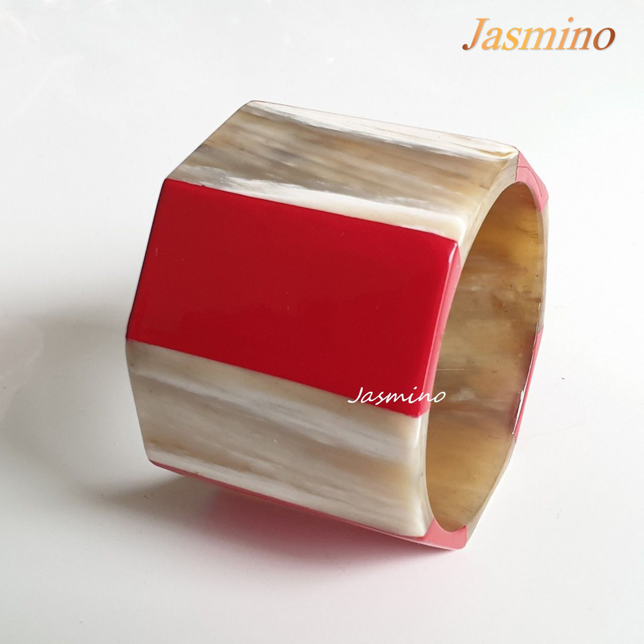 flame scarlet lacquer bracelet on the light background, impressive gift for her