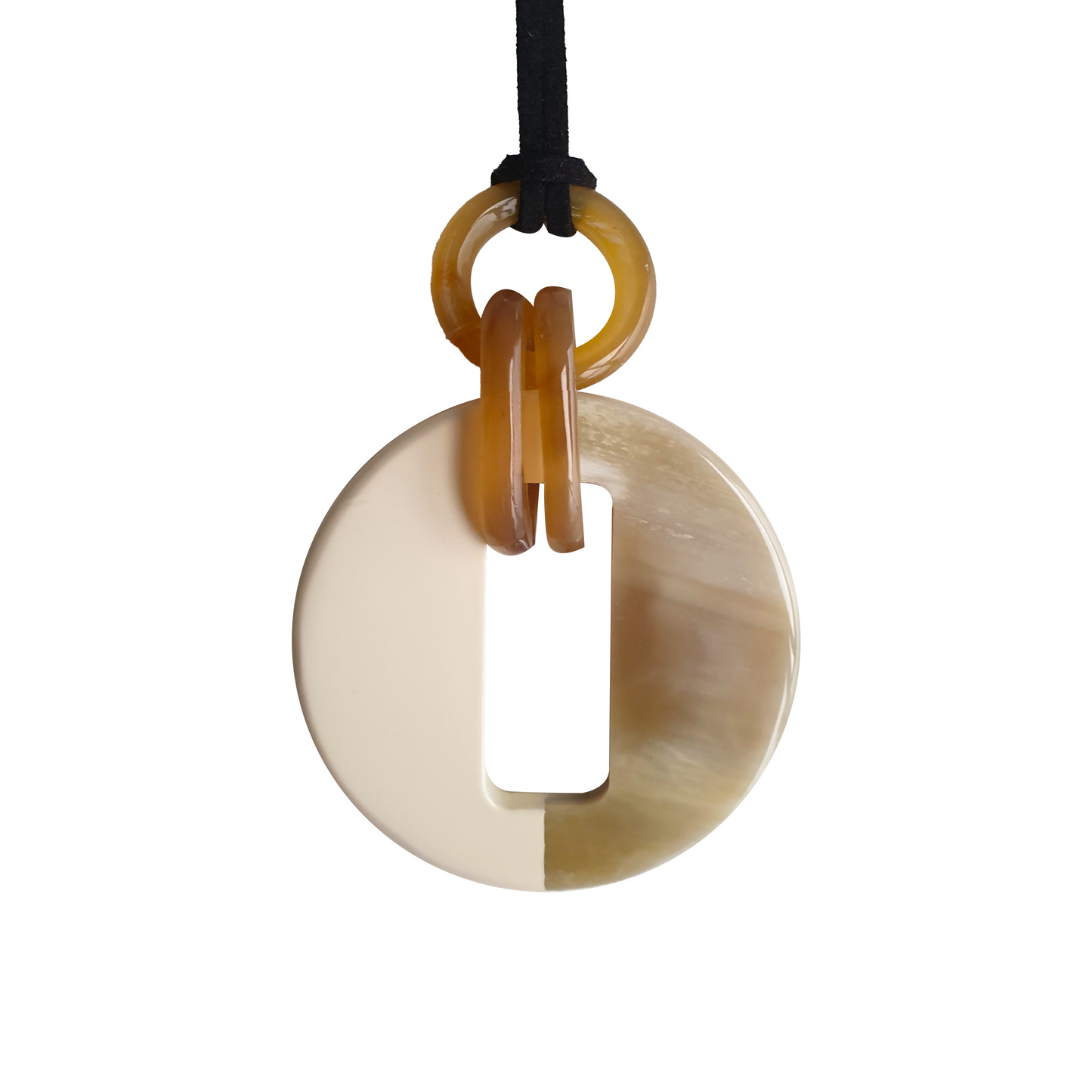 unique handmade key pendant is designed with half natural horn and half cream white lacquer, unique gift for her