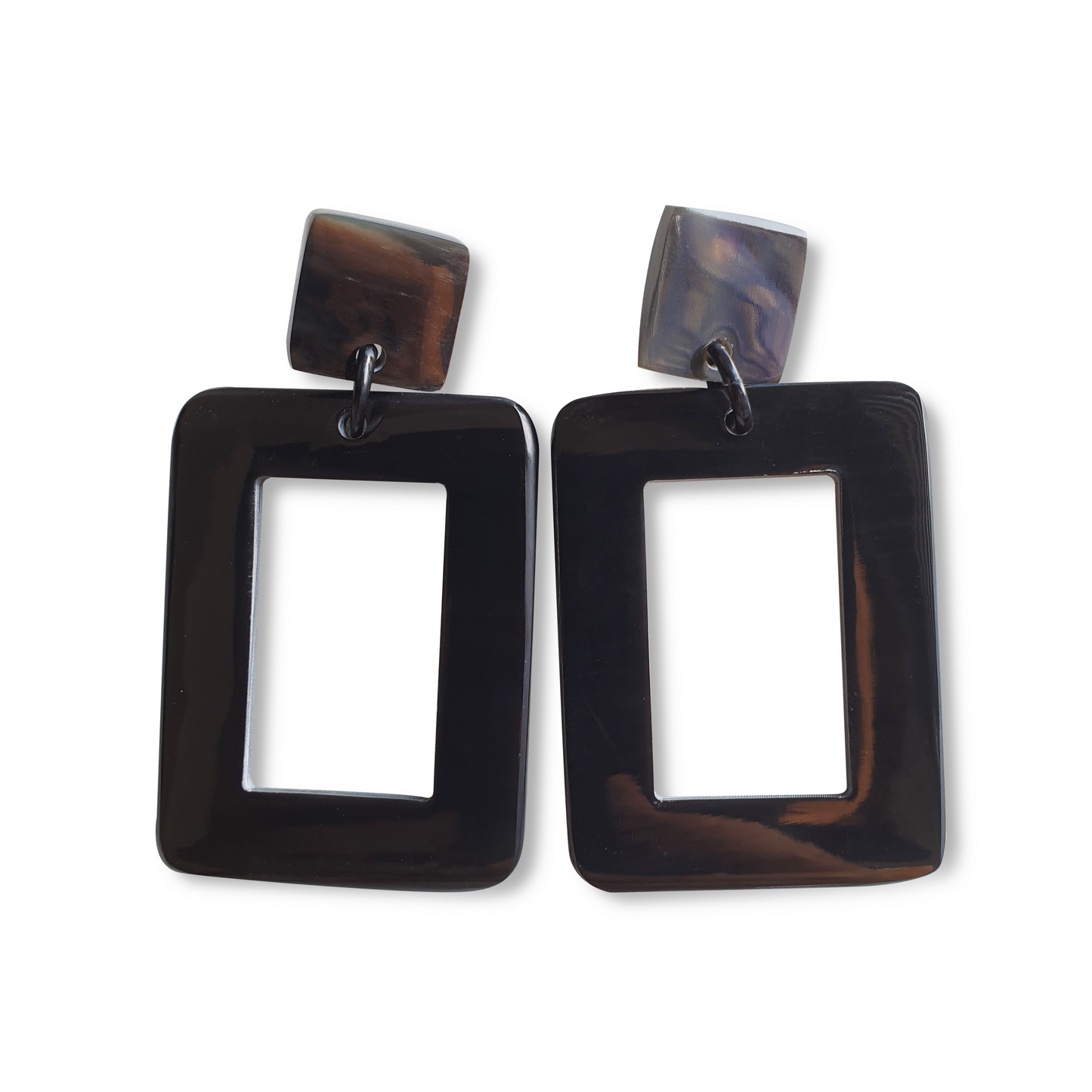 Jasmino Unique Handmade Large Rectangle Drop Earrings Made By Natural Buffalo Horn Featured Black, For The Best Women's Gifts