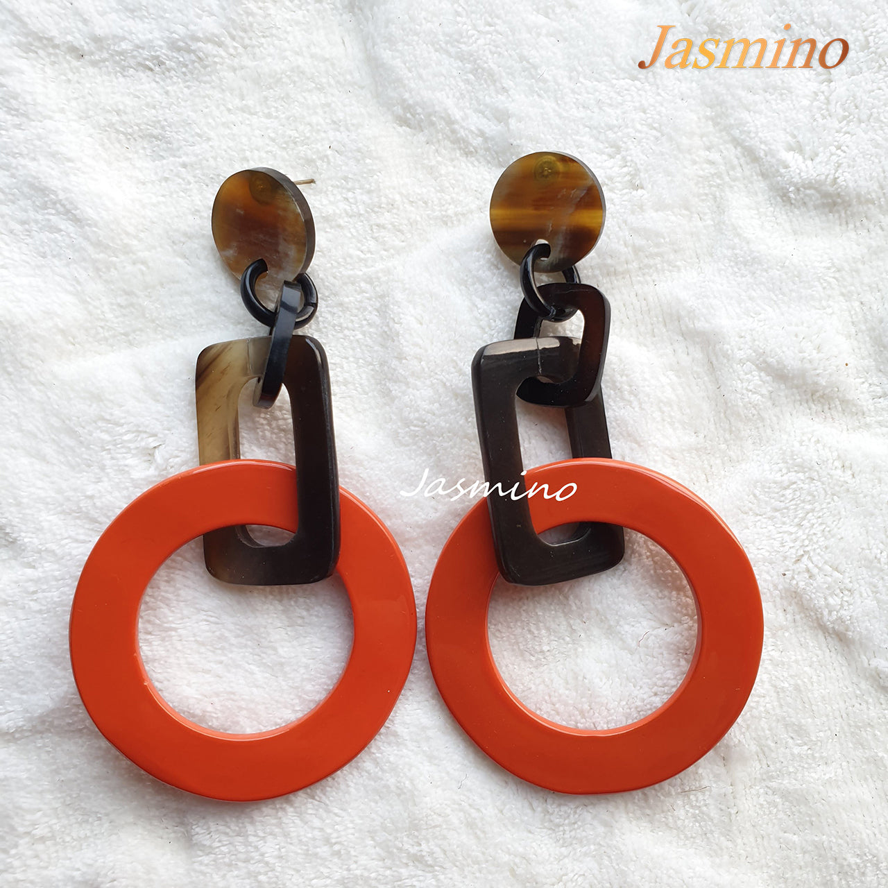 Jasmino Handmade Unique Thanksgiving Christmas Circle Drop Earrings Feature Brown And Orange