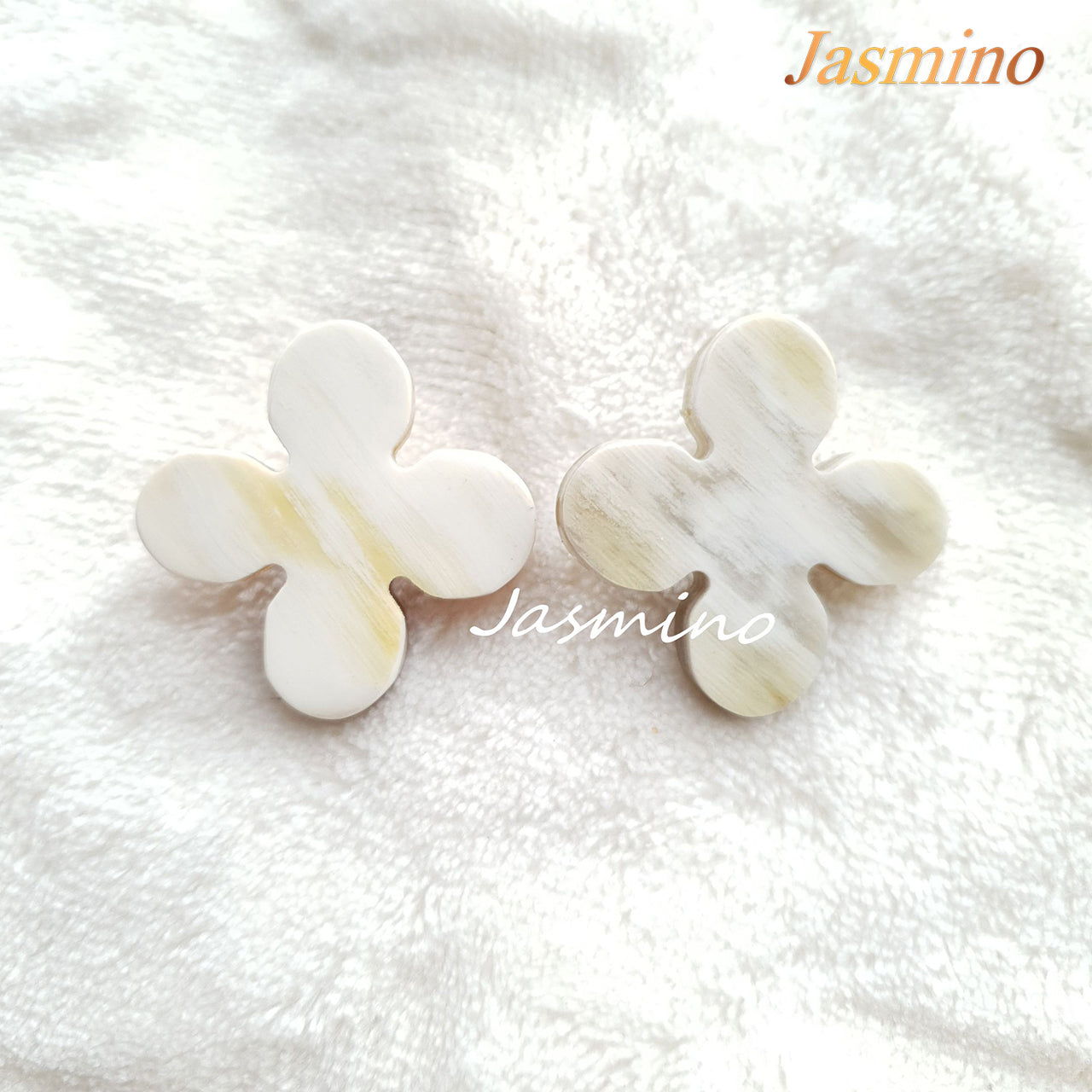 Lucky amulet floral four leaf clover stud earrings feature white for women as a special gift