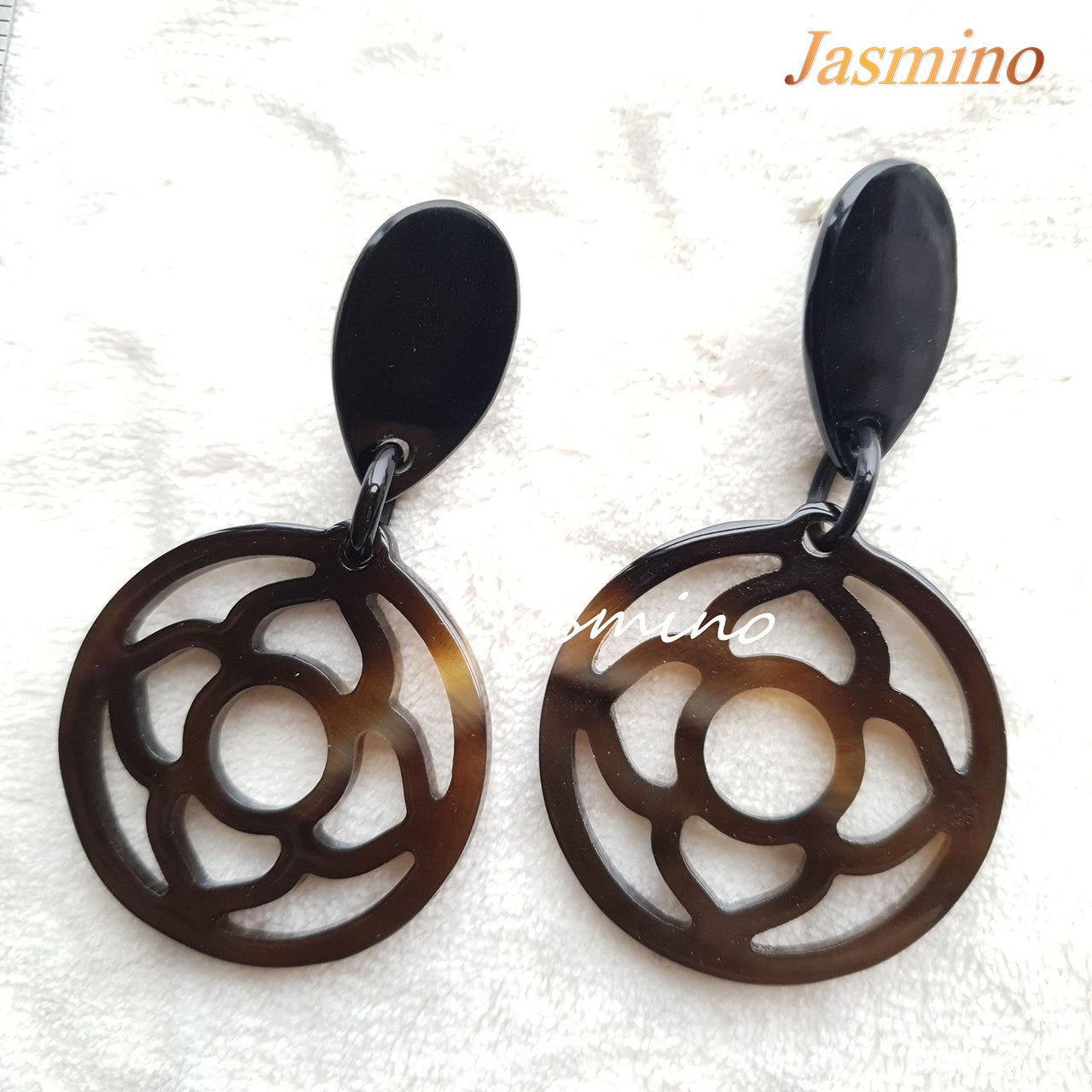 Vintage Boho bridal lotus drop earrings feature a circle shape and brown for women