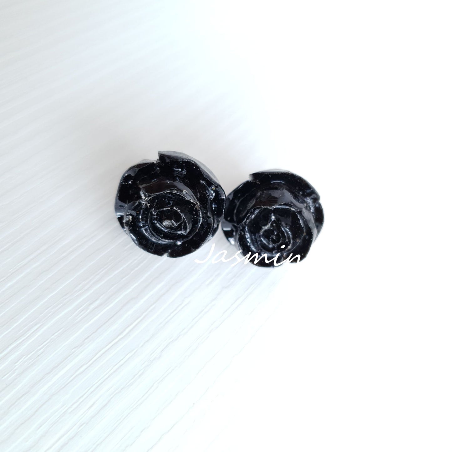 Handcrafted Black Rose Flower Earring Studs for Women and Girls