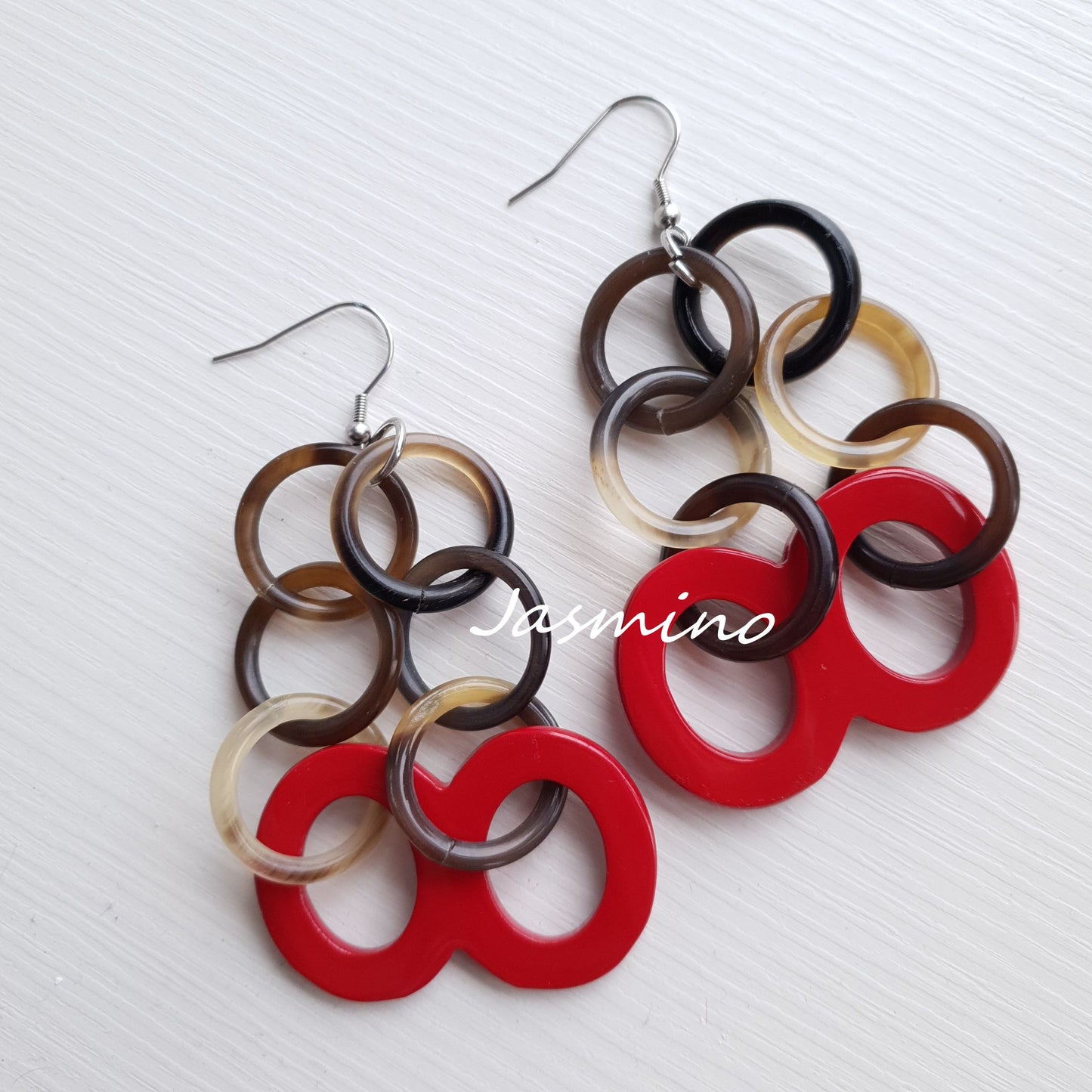 Christmas long link dangle earrings feature red and brown for men and women 