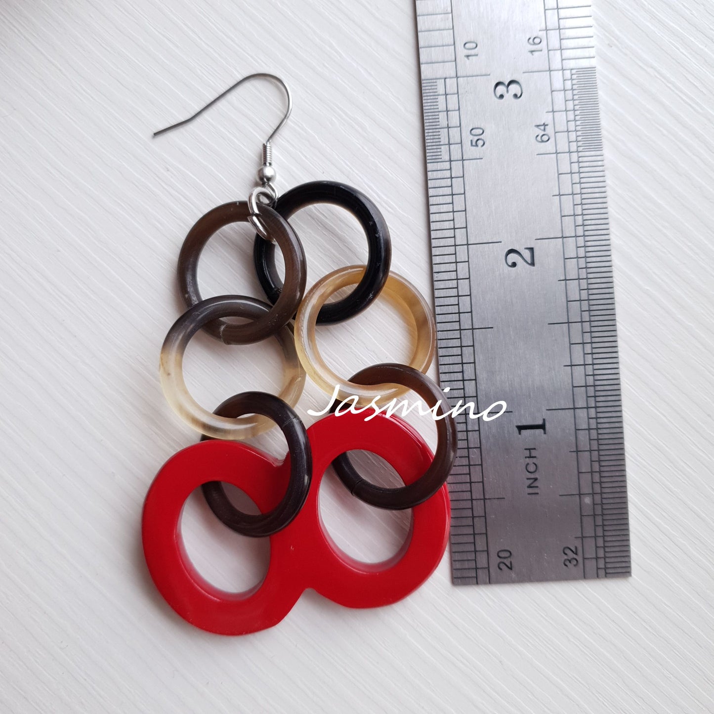 Christmas long link dangle earrings feature red and brown for men and women 