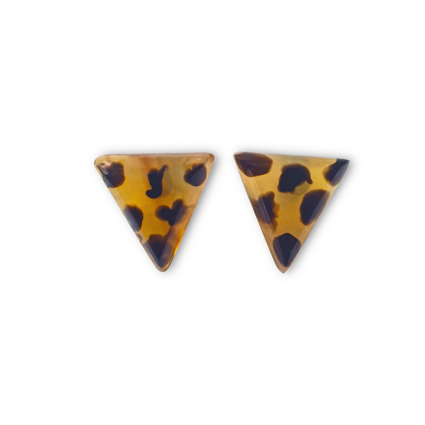 Trendy spotted leopard triangle stud earrings for women jewelry in natural buffalo horn for women's gifts