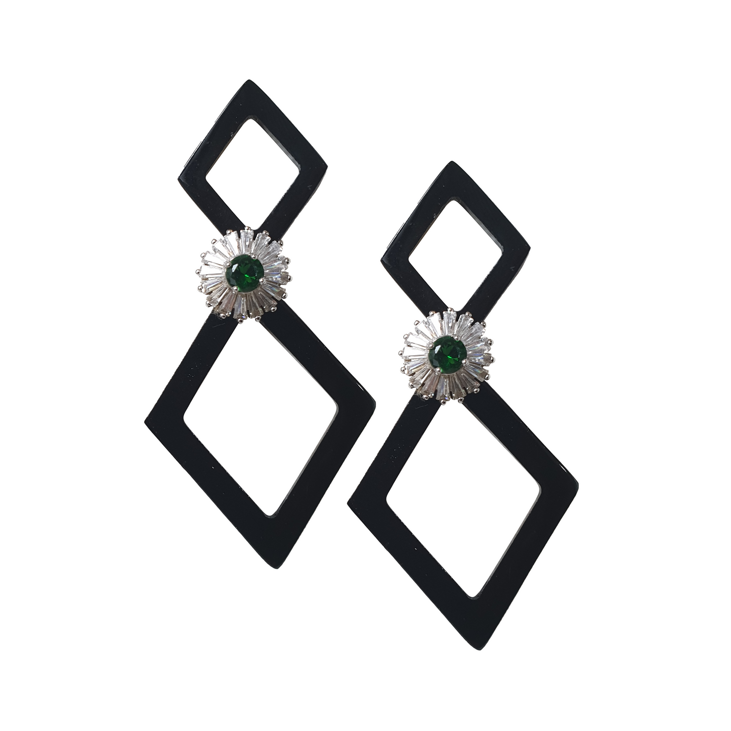 Jasmino Newest Spring 2023 Jewelry Emerald Double Rhombus Earrings Made By Natural Buffalo Horn